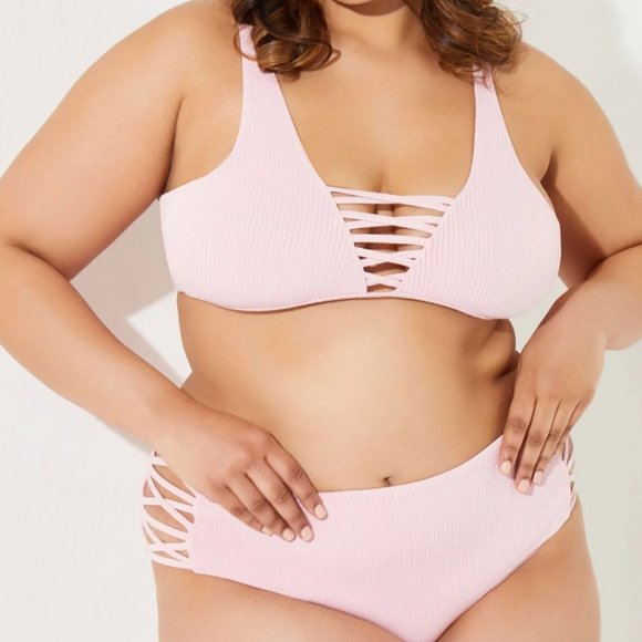 YMI Other - NWT YMI 2X Set Pink Ribbed Lattice Bikini Sexy Swim